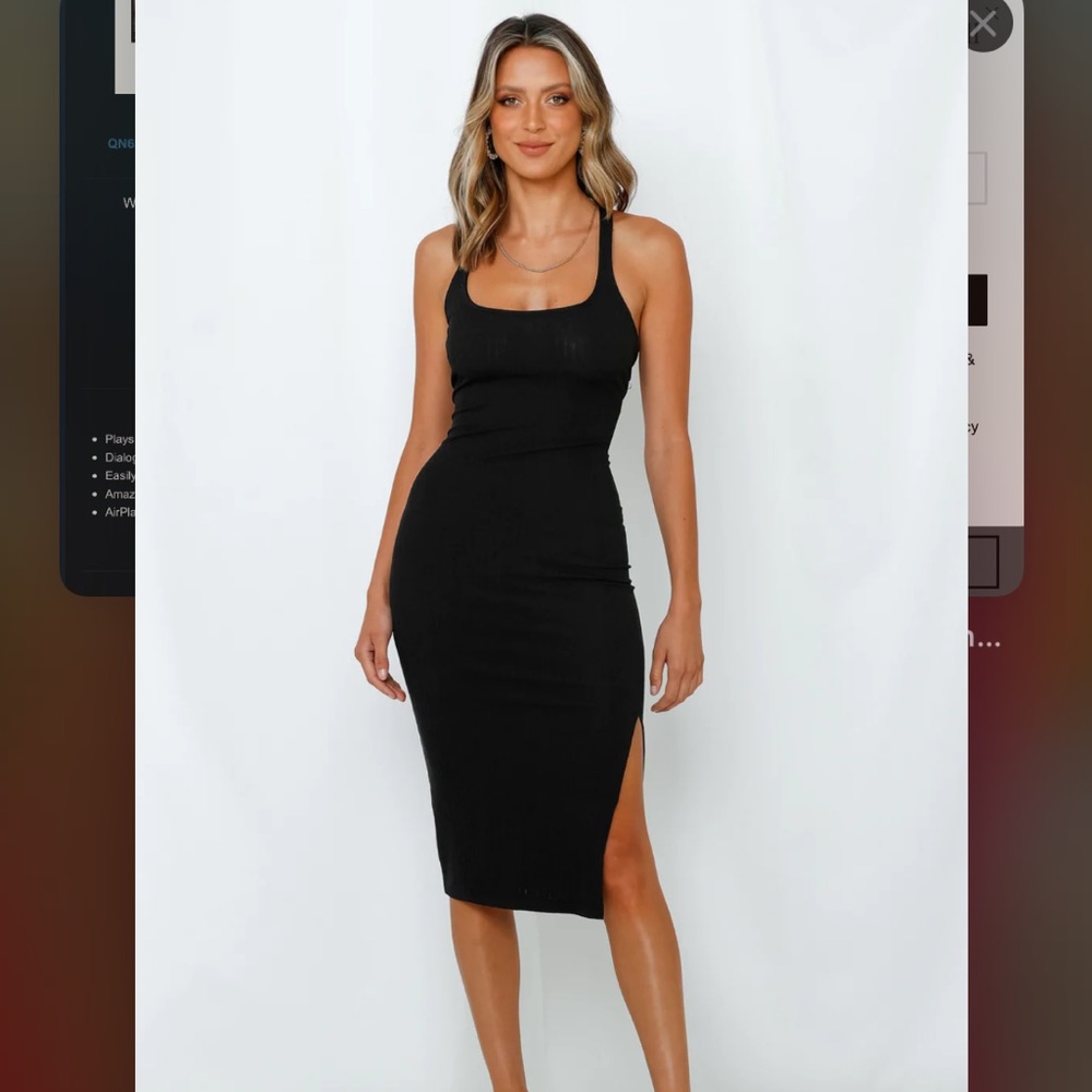 Hello molly ribbed black midi dress